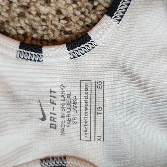 Nike | Black White Stripped Sports Bra w/ Pink Swoosh & Racerback - Picture 3 of 8